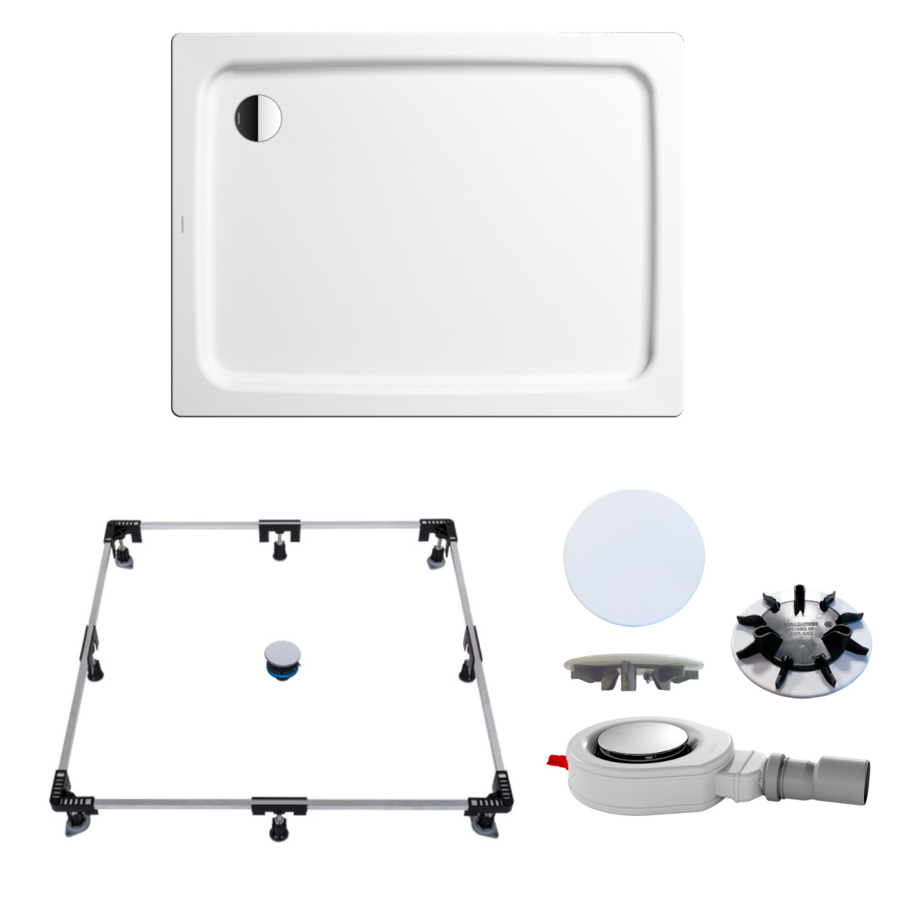 Komplettset Duschplan 90 × 120 cm mit Rahmen und KA90-Ablauf+Deckel Komplettset Duschplan 90 × 120 cm mit Rahmen und KA90-Ablauf+Deckel