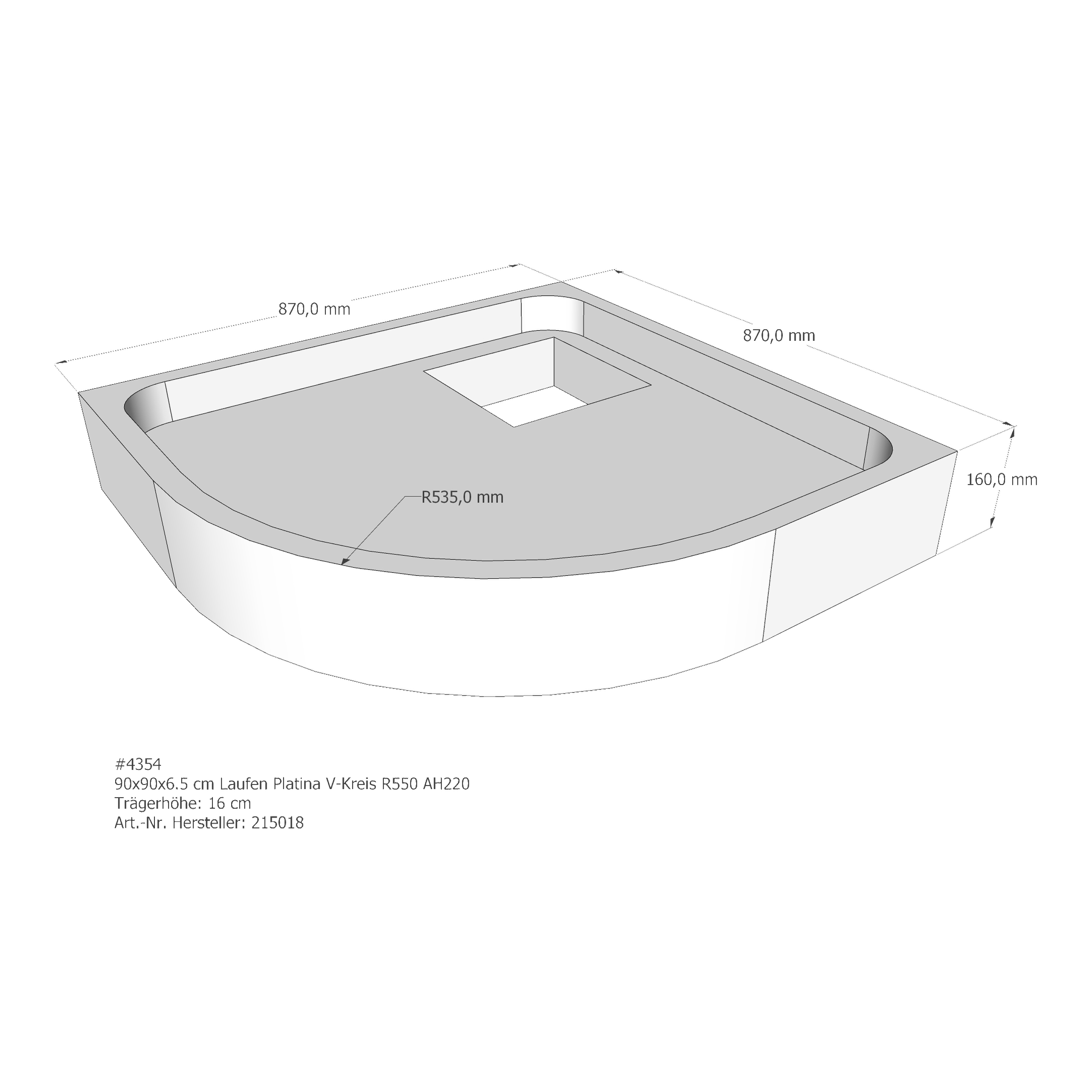 Duschwannenträger für Laufen Platina 90 × 90 × 6,5 cm Duschwannenträger für Laufen Platina 90 × 90 × 6,5 cm