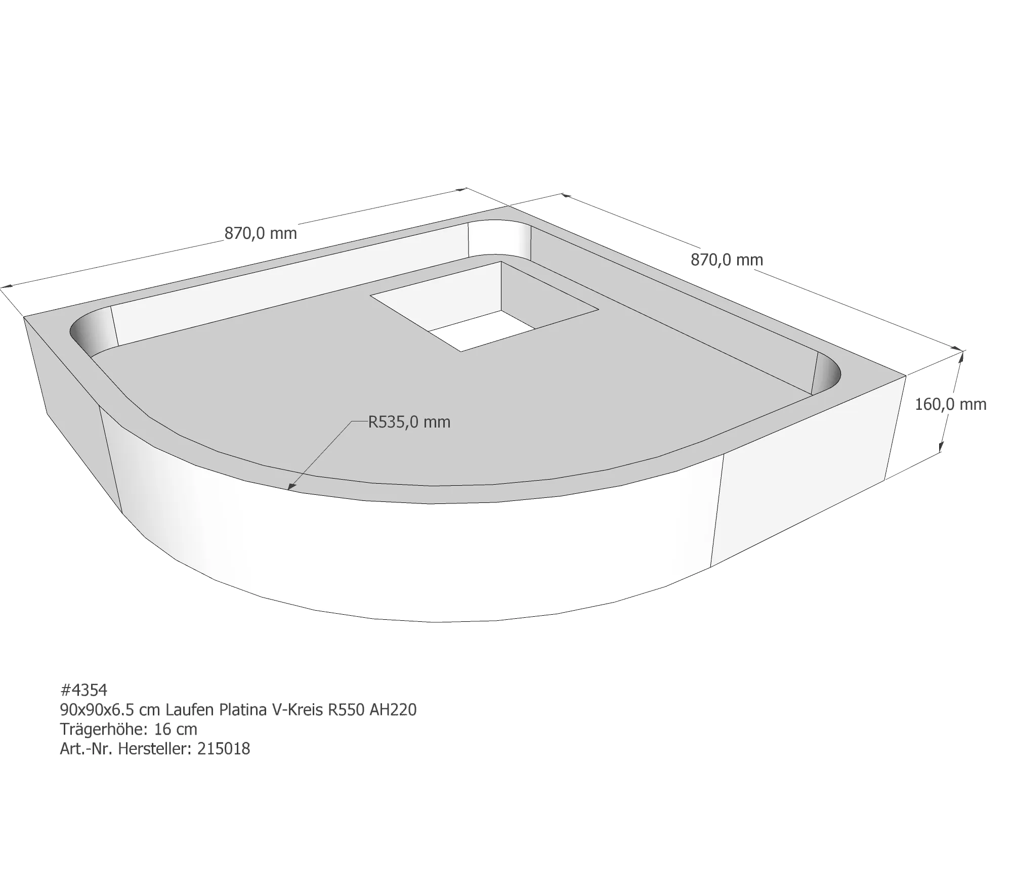 Duschwannenträger für Laufen Platina 90 × 90 × 6,5 cm Duschwannenträger für Laufen Platina 90 × 90 × 6,5 cm