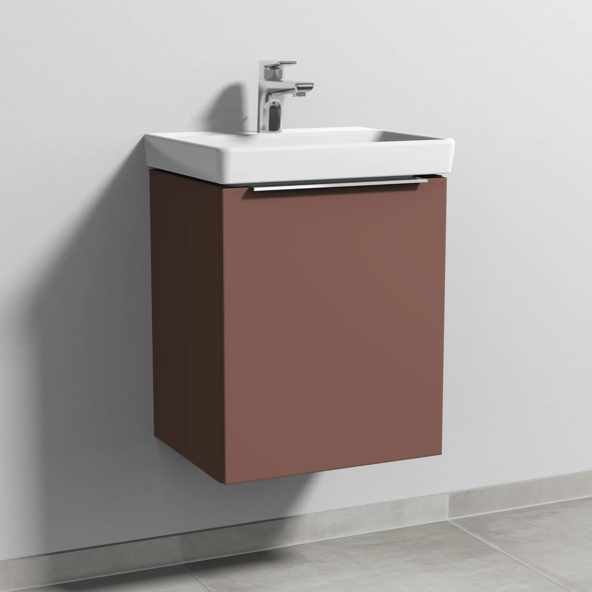 Sanipa Waschtischunterschrank „3way“ passend zu Keramik-Waschtische Avento von Villeroy & Boch 430 × 510 × 352 mm in Wine-Red, Anschlag rechts