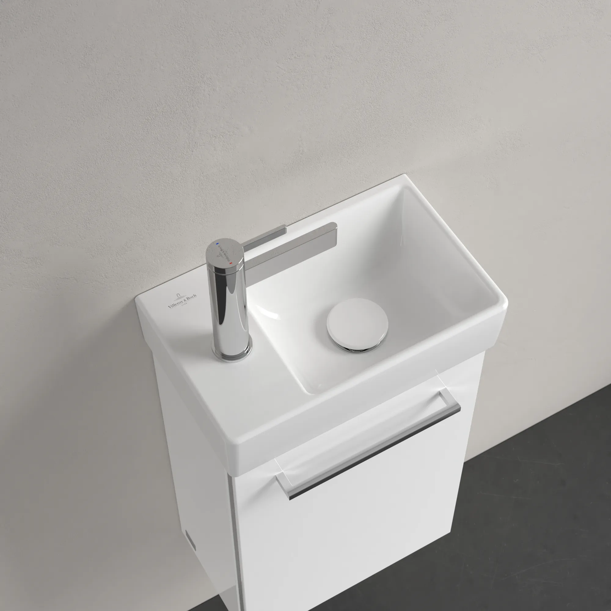 Villeroy & Boch Handwaschbecken „Avento“ 360 × 220 × 110 mm, für Becken rechts, mit Hahnlochbohrung, Hahnlochposition mittig in Weiß Alpin Villeroy & Boch Handwaschbecken „Avento“ 360 × 220 × 110 mm, für Becken rechts, mit Hahnlochbohrung, Hahnlochposition mittig in Weiß Alpin
