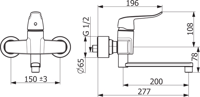 Einhand-Waschtischarmatur Bedienungshebel lang „Clinica“ Ausladung 277 mm in Chrom Einhand-Waschtischarmatur Bedienungshebel lang „Clinica“ Ausladung 277 mm in Chrom