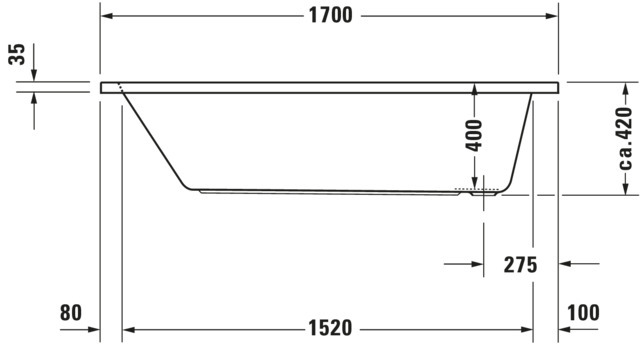Duravit Whirlwanne „D-Code“ rechteck 170 × 70 cm, Fußablauf 