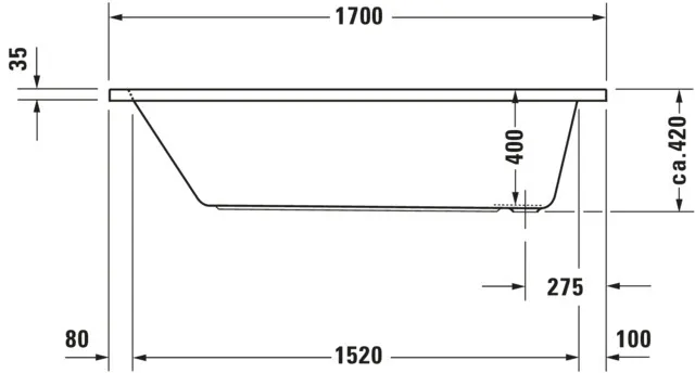 Duravit Whirlwanne „D-Code“ rechteck 170 × 70 cm, Fußablauf