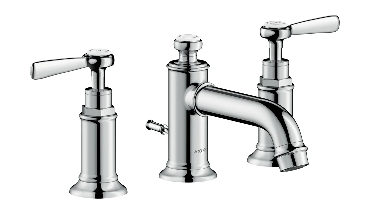 Hansgrohe AXOR Montreux 3-Loch Waschtischarmatur mit Hebelgriff in Chrom, Ausladung 143 mm, Auslaufhöhe 30 mm