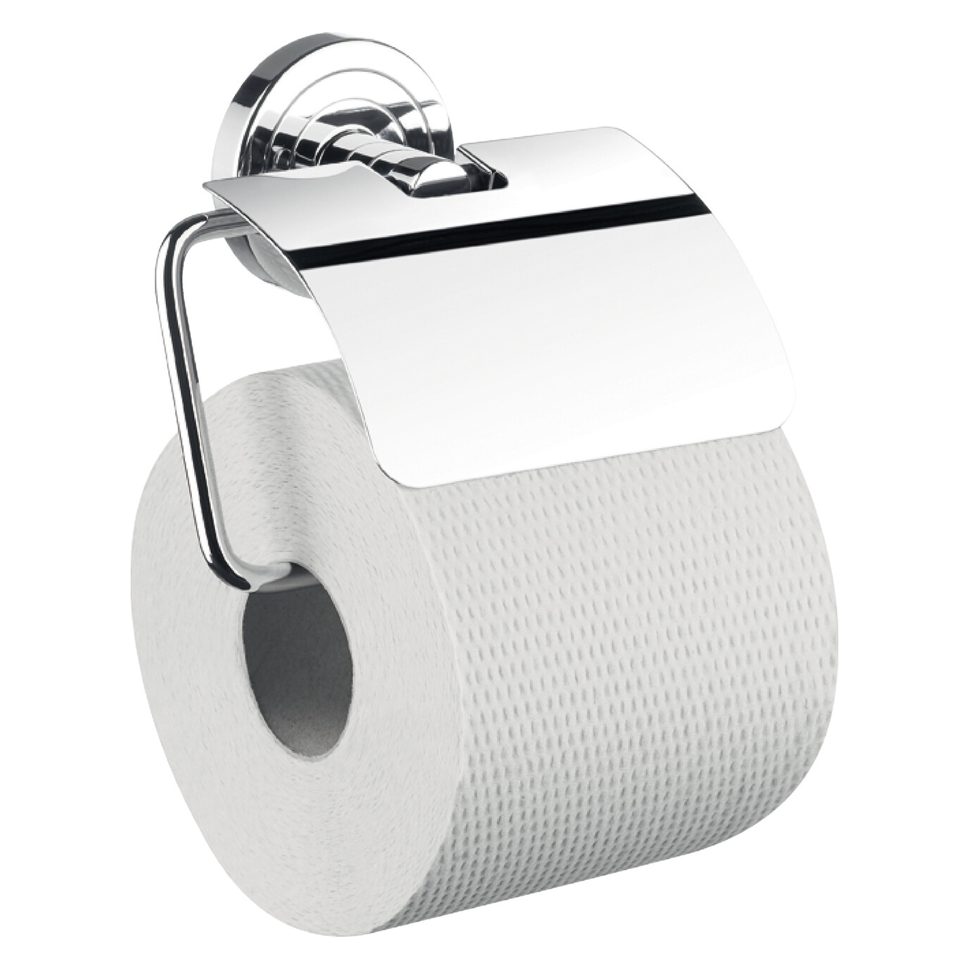 emco Toilettenpapierhalter mit Deckel „polo“ 10,8 × 10 cm in chrom, Befestigung verdeckt