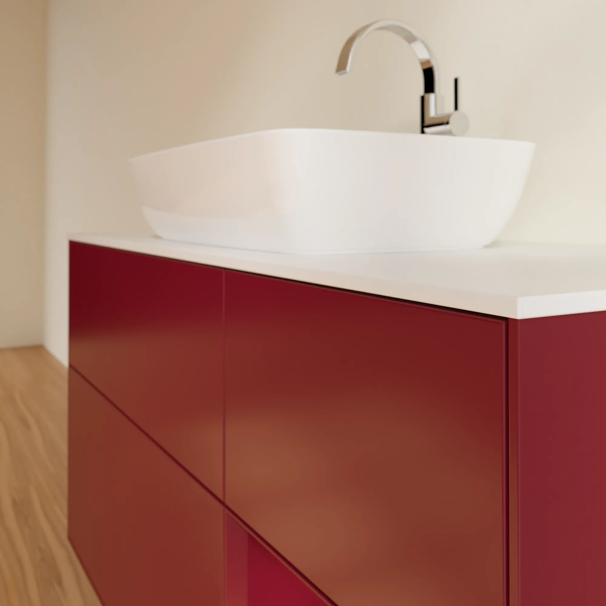 Villeroy & Boch Waschtischunterschrank „Finion“ für Schrankwaschtisch 1200 × 603 × 501 mm Peony Matt Lacquer, für Becken mittig, mit Hahnlochbohrung Villeroy & Boch Waschtischunterschrank „Finion“ für Schrankwaschtisch 1200 × 603 × 501 mm Peony Matt Lacquer, für Becken mittig, mit Hahnlochbohrung