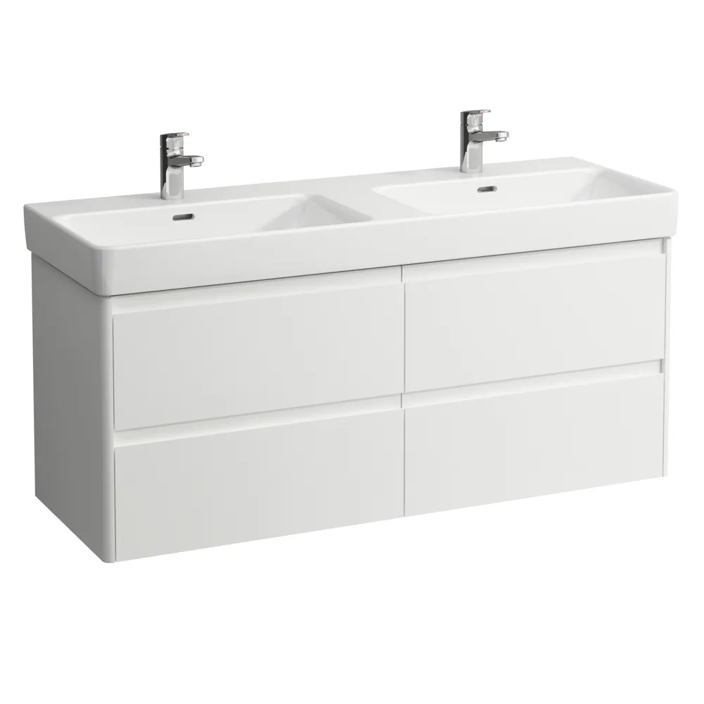 Waschtischunterbau BASE 2.0 für PRO S 446x1269x515 4 Schubladen mit Griffmulde für Waschtisch H814968 weiß matt