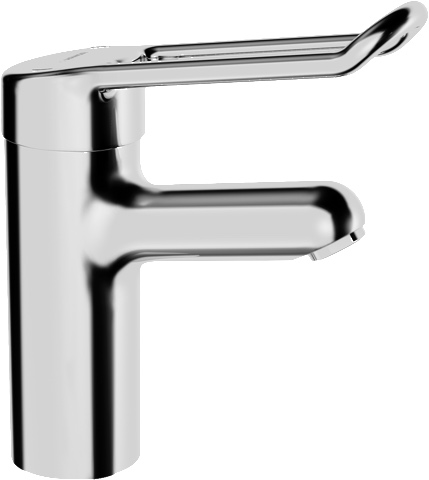 Einhand-Waschtischarmatur Bedienungshebel lang „Medipro“ Ausladung 120 mm in Chrom Einhand-Waschtischarmatur Bedienungshebel lang „Medipro“ Ausladung 120 mm in Chrom