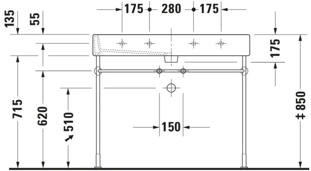 Wandwaschtisch „Vero“, mit Überlauf, Hahnlochposition mittig Wandwaschtisch „Vero“, mit Überlauf, Hahnlochposition mittig