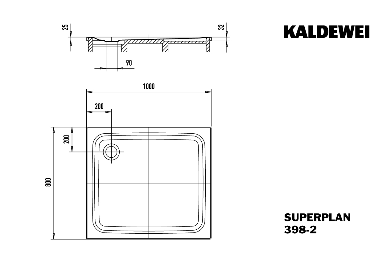 Kaldewei rechteck Duschwanne „Superplan Classic“ 100 × 80 cm