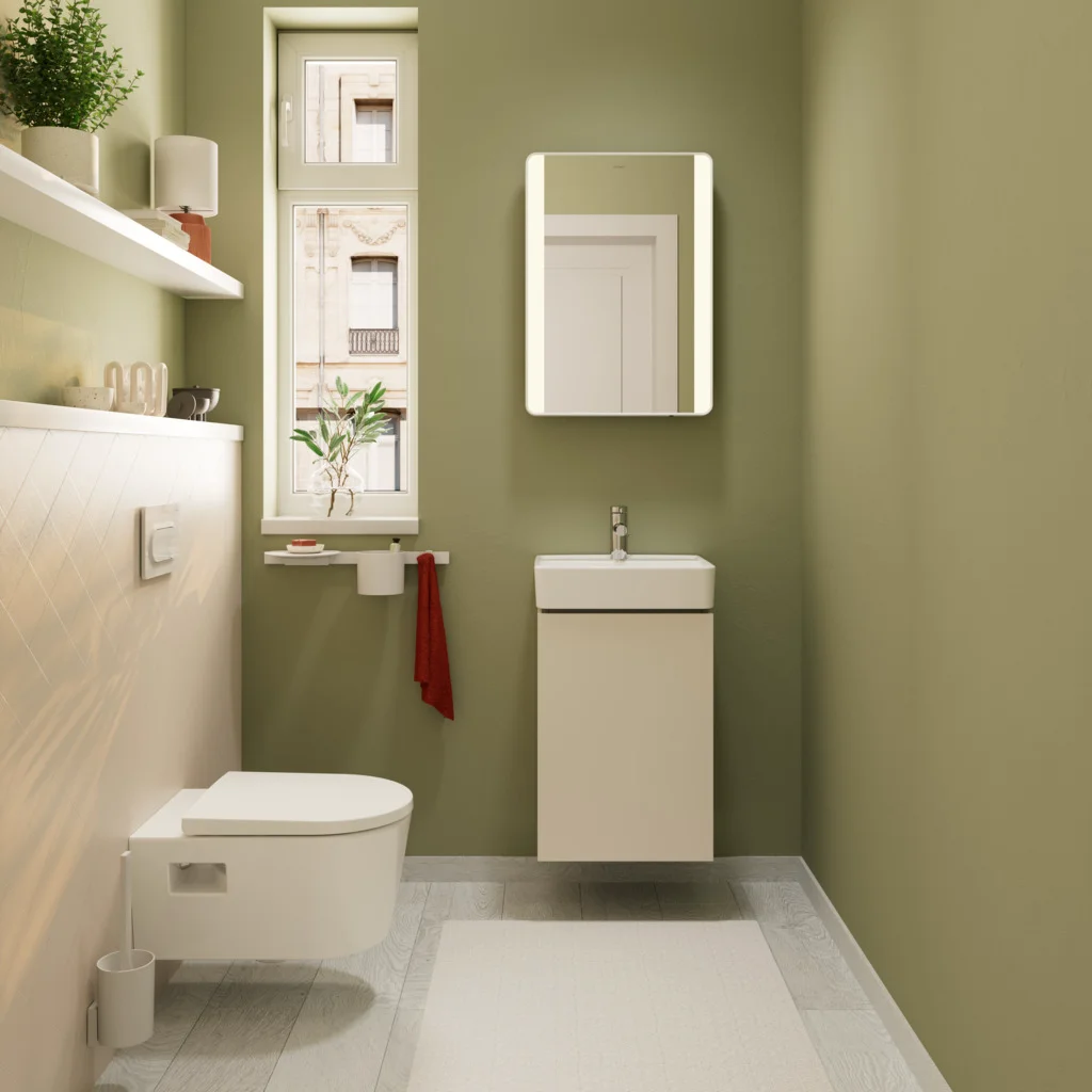 Hansgrohe Handwaschbecken Xanuia Q, weiß, 450x340 mm, wandhängend mit Hahnloch und Überlauf, SmartClean-Glasur
