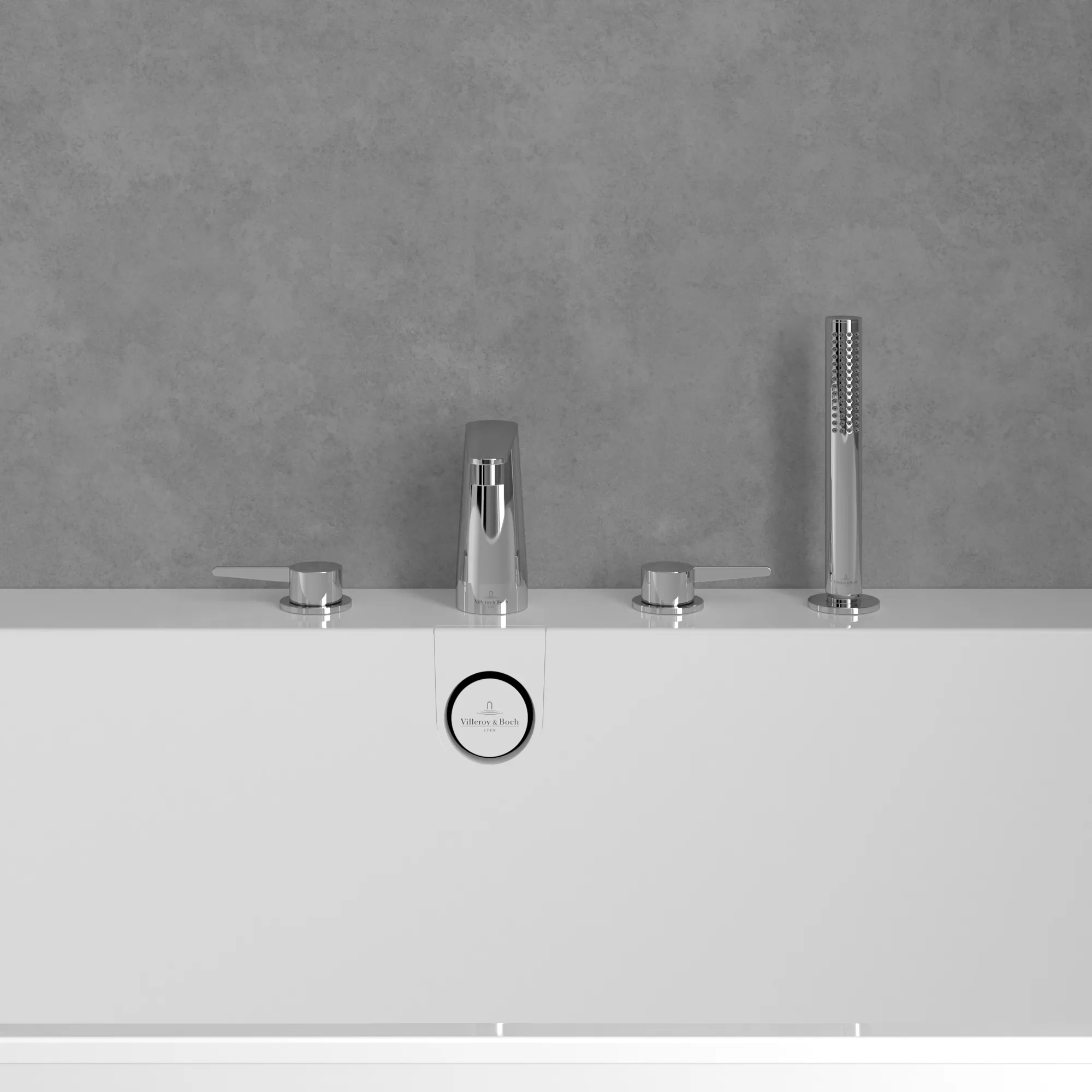 Zweihand-Wannenarmatur „Conum“ Ausladung 129 mm in Chrom Zweihand-Wannenarmatur „Conum“ Ausladung 129 mm in Chrom