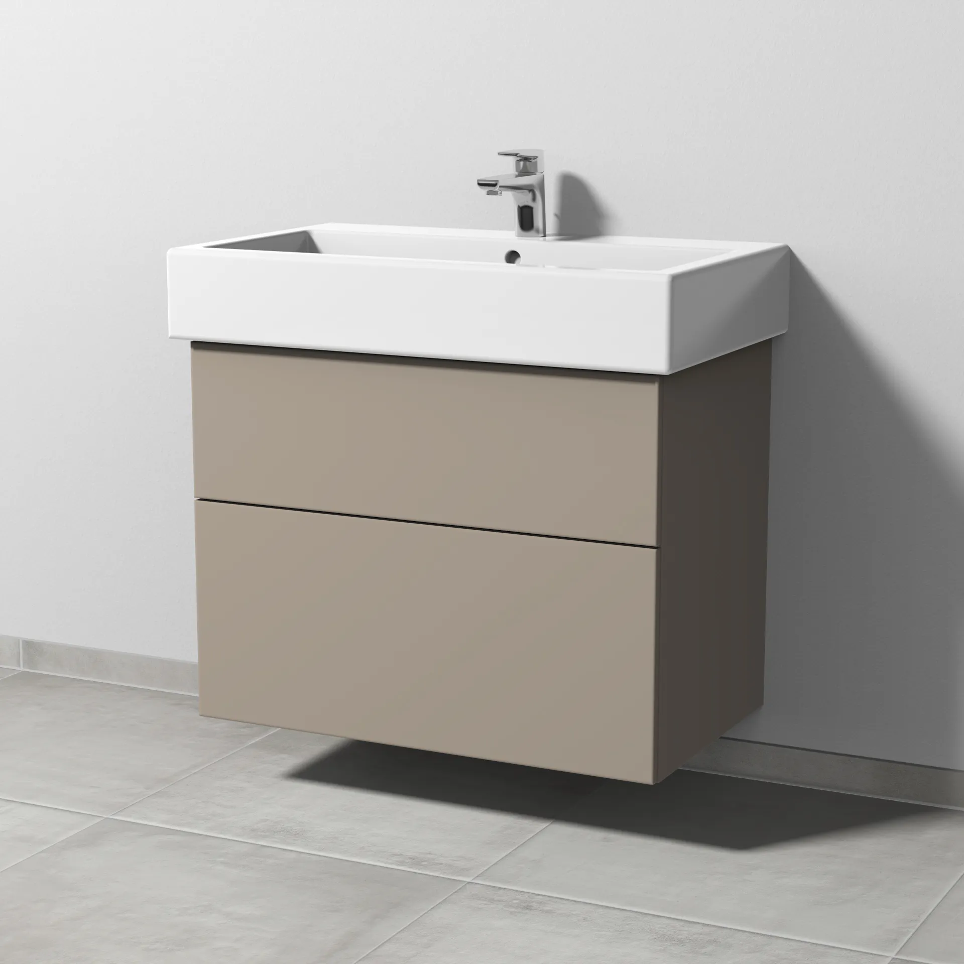Sanipa Waschtischunterschrank „3way“ passend zu Keramik-Waschtische Vero von Duravit 750 × 593 × 447 mm in Sandgrau (matt)