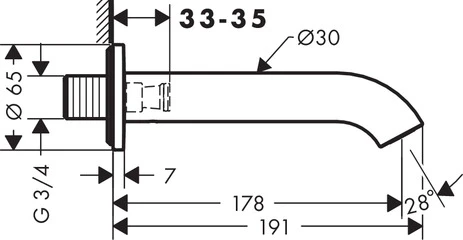 Wanneneinlauf Axor Uno gebogen chrom