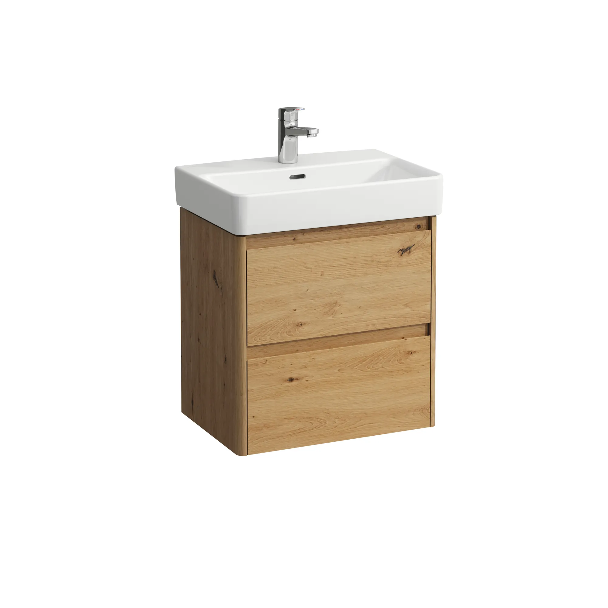 Waschtischunterbau BASE 2.0 für PRO S 361x521x515 2 Schubladen mit Griffmulde für Waschtisch H818958 COMPACT weiß matt