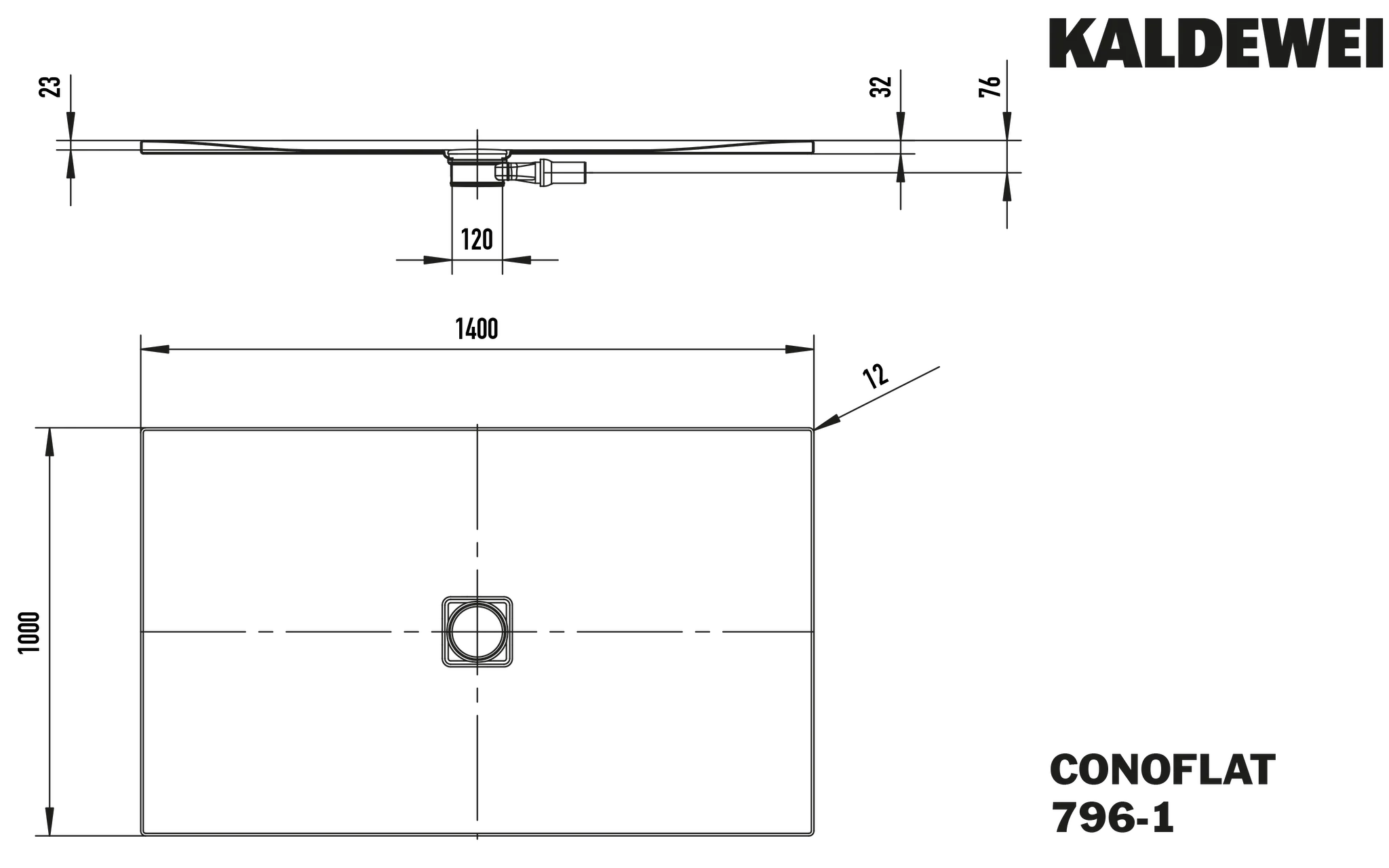 Kaldewei rechteck Duschwanne „Conoflat“ 100 × 140 cm in alpinweiß
