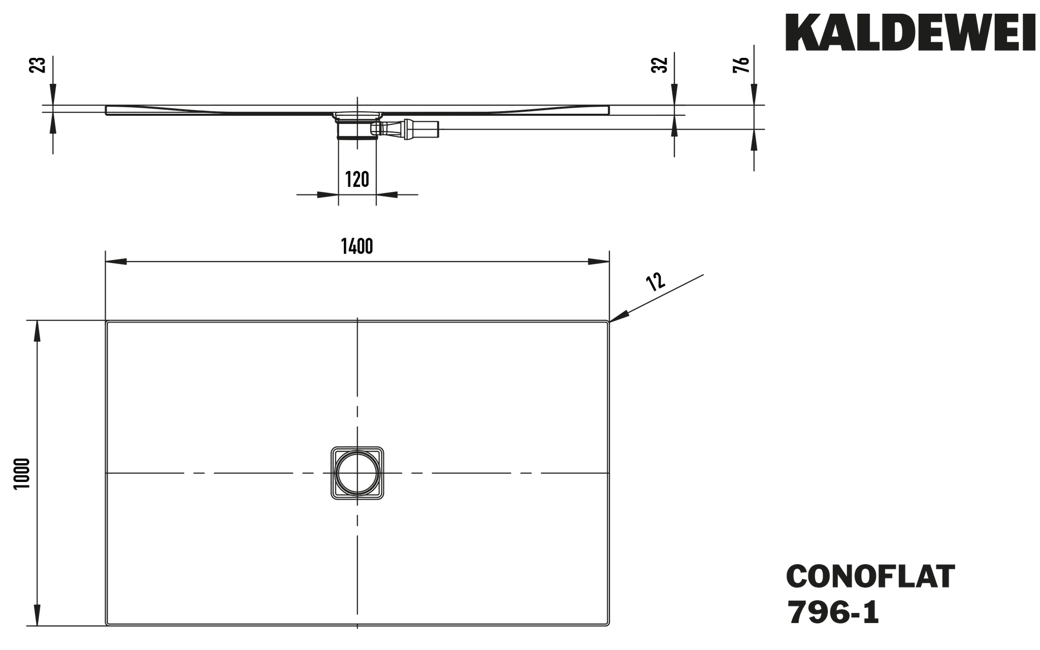 Kaldewei CONOFLAT Duschfläche, alpinweiß, 1000 x 1400 mm, bodengleich, 23 mm tief Kaldewei CONOFLAT Duschfläche, alpinweiß, 1000 x 1400 mm, bodengleich, 23 mm tief