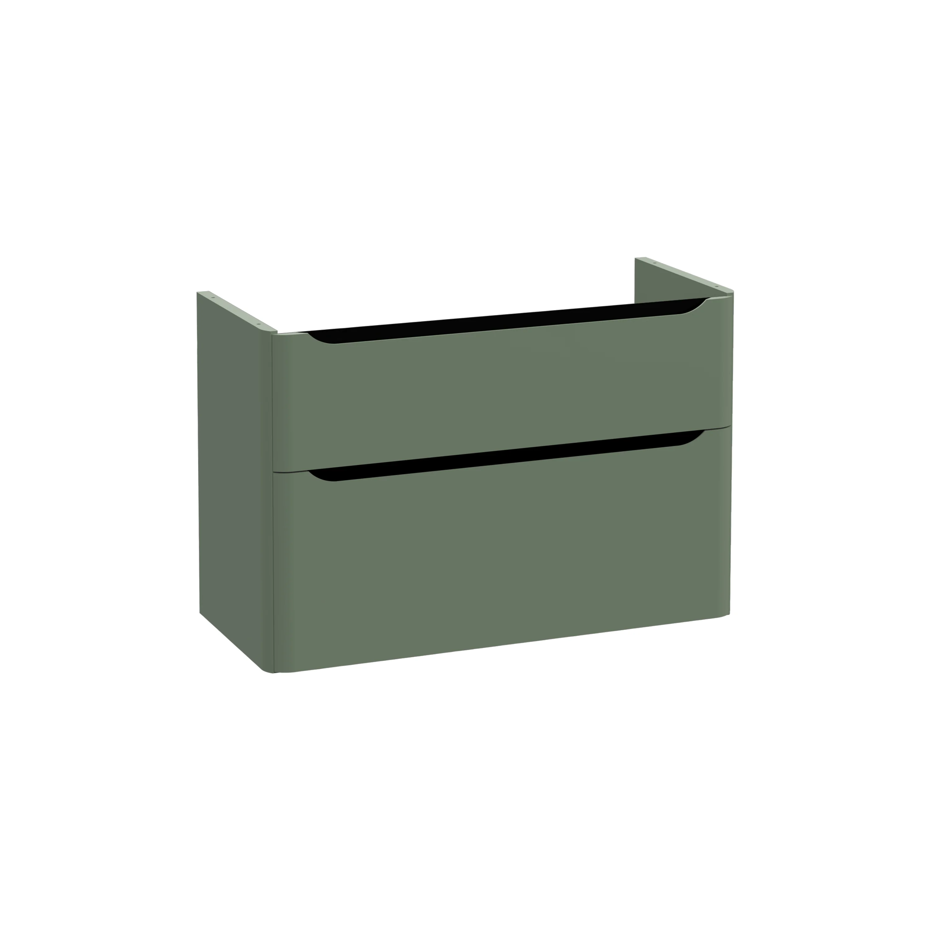 New Integra Round Waschtischunterschrank mit 2 Vollauszügen 97 x 45 x 65 cm (BxTxH) Grün Matt