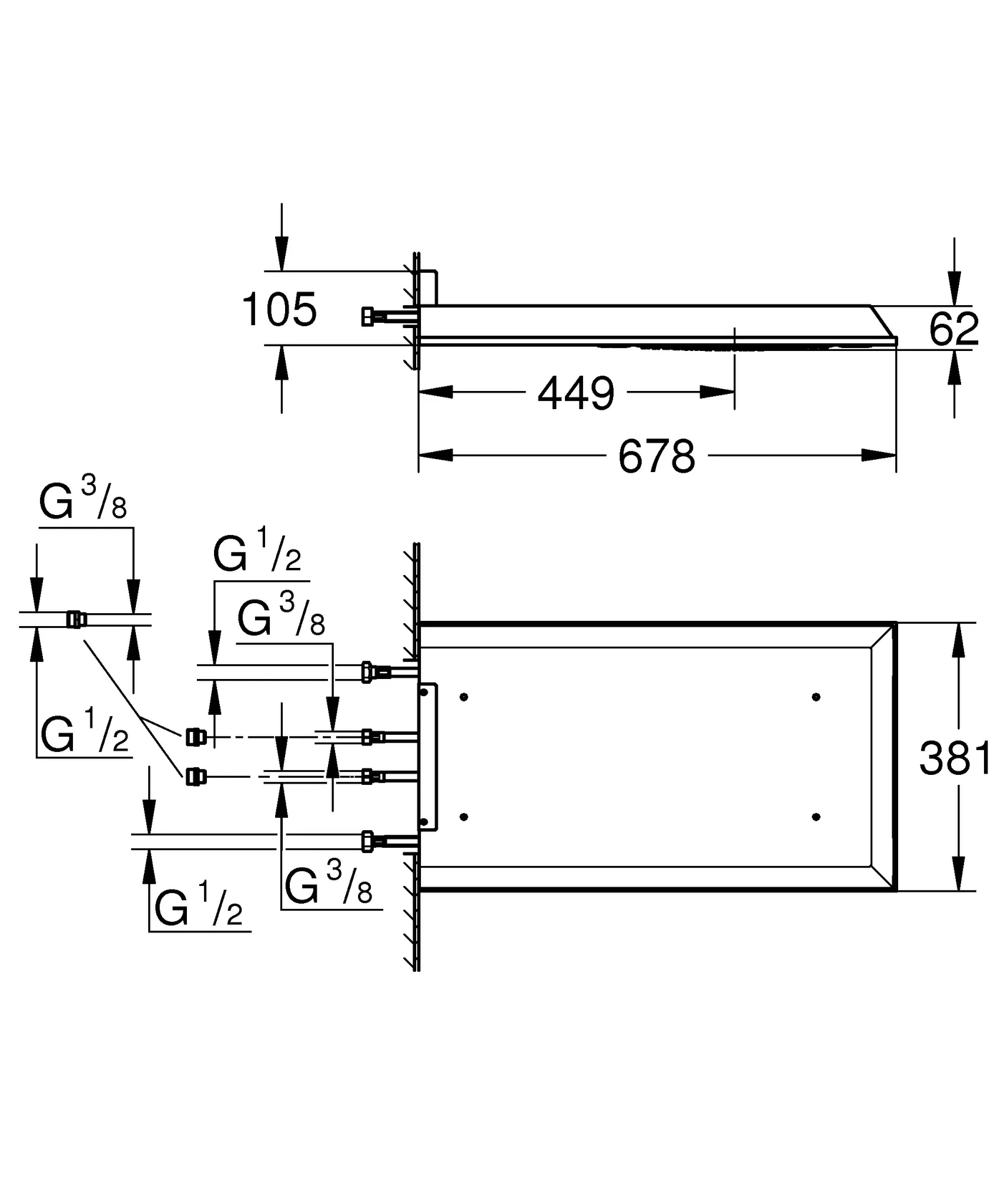 Grohe Rainshower Aqua 15″, Kopfbrause, 3 Strahlarten, 381x678mm, chrom Grohe Rainshower Aqua 15″, Kopfbrause, 3 Strahlarten, 381x678mm, chrom