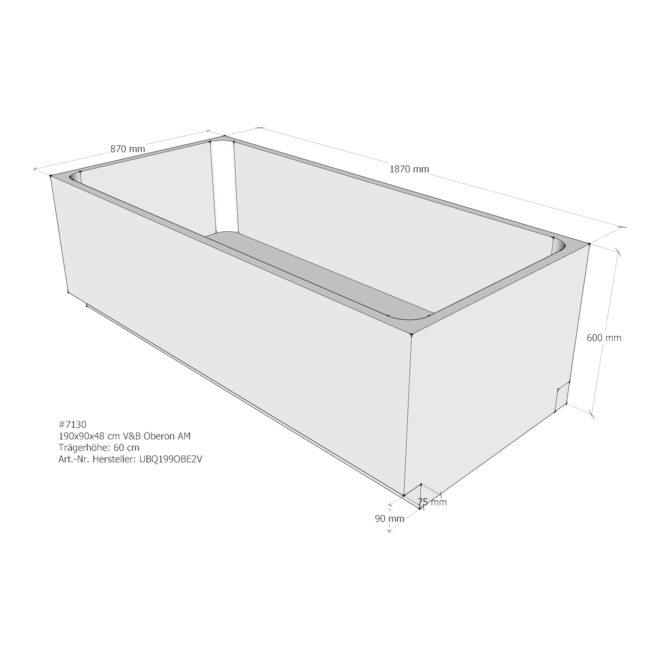 Badewannenträger für Villeroy & Boch Oberon 190 × 90 × 48 cm