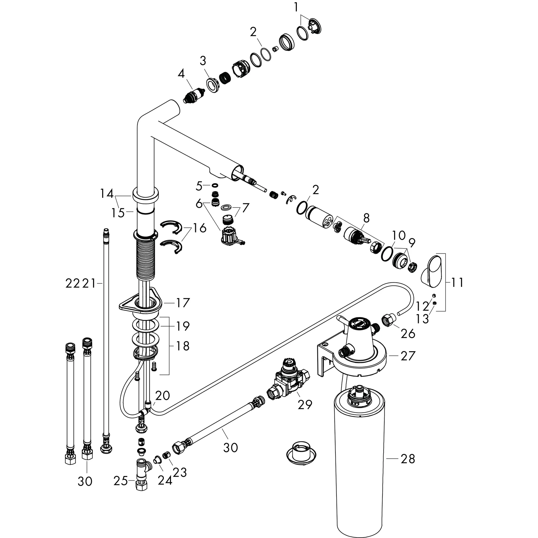 Hansgrohe Aqittura M91 FilterSystem 240, 1jet mattschwarz, Keramikmischsystem, Laminarstrahl, max. Durchfluss 7 l/min, Schwenkbereich 60° oder 110°, Hahnlochbohrung 35 mm Hansgrohe Aqittura M91 FilterSystem 240, 1jet mattschwarz, Keramikmischsystem, Laminarstrahl, max. Durchfluss 7 l/min, Schwenkbereich 60° oder 110°, Hahnlochbohrung 35 mm