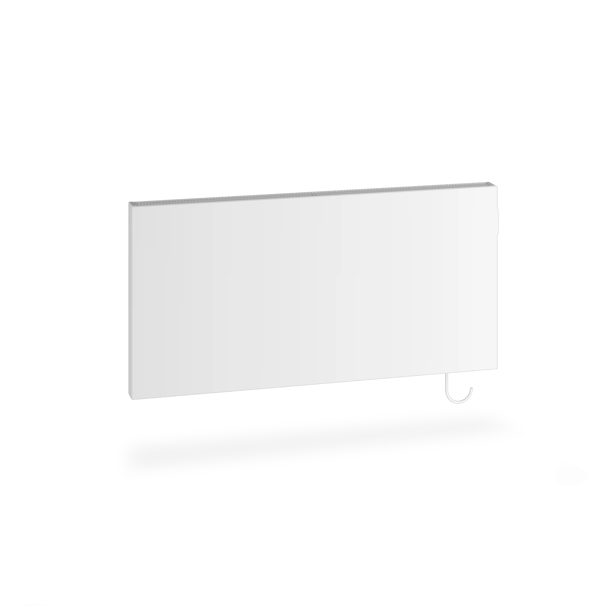 Flachheizkörper E-Panel Plan horizontal Typ 21, HxLxT: 600x1000x74 mm, Farbe: Weiß RAL 9016 seidenglanz, Ausführung: links, Reglertyp: programmierbarer Regler Elektroset: 1250 Watt, Schutzkl.: 2, Stecker: EU, Winkelkonsole lang