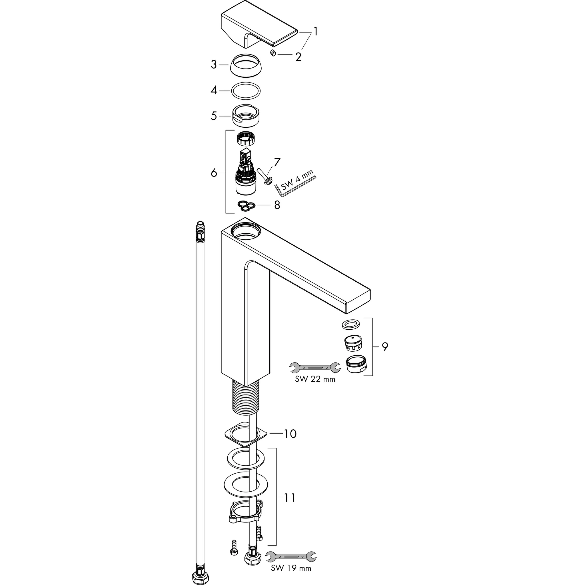 Hansgrohe Vernis Shape Einhebel-Waschtischmischer 190 mit isolierter Wasserführung, Chrom