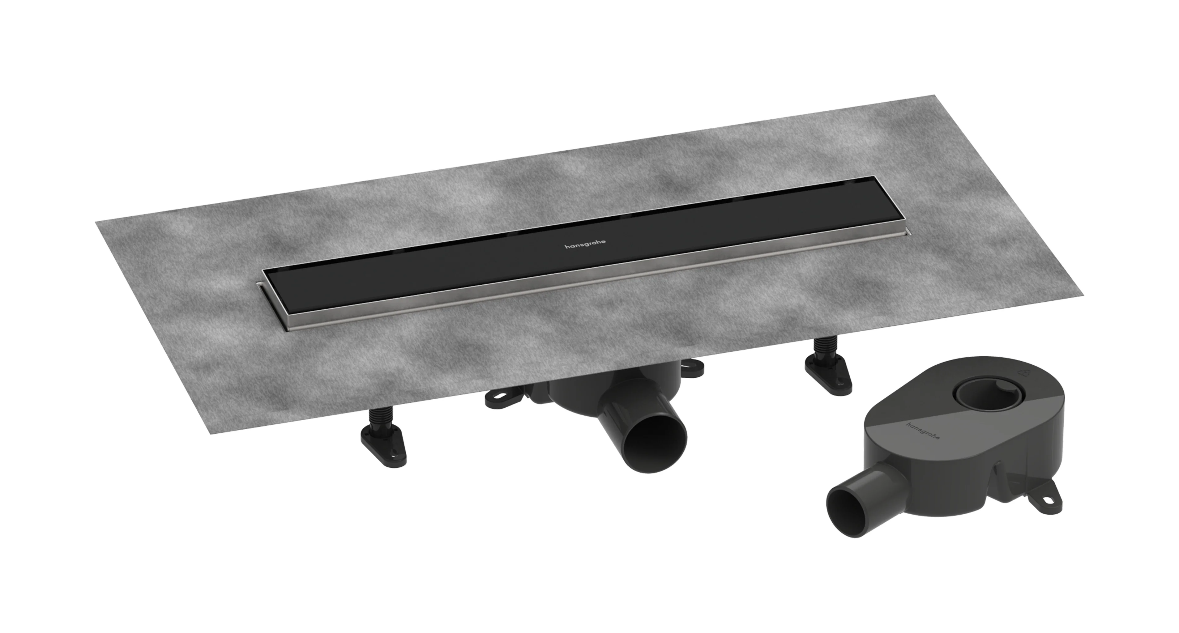 Hansgrohe RainDrain Go Komplettset Duschrinne 500 mm, rückseitig befliessbar, Mattschwarz