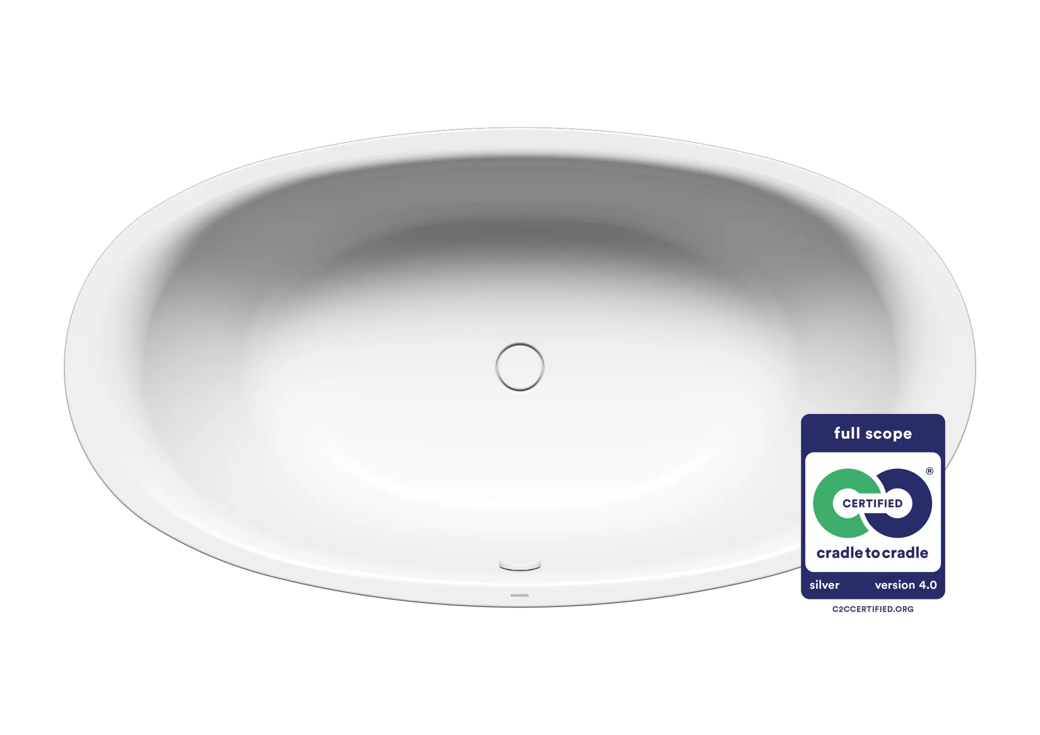 Kaldewei Badewanne „Ellipso Duo Oval“ oval 190 × 100 cm, mit Grifflochbohrungen in alpinweiß