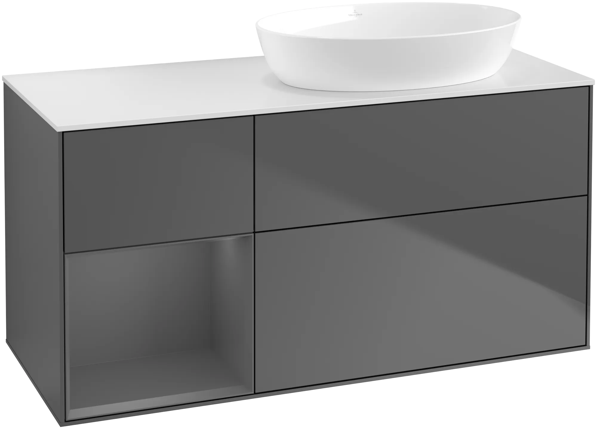 Villeroy & Boch Finion Waschbeckenunterschrank GA4 1200x603x501mm Anthrazit Matt/Glas WeissMatt
