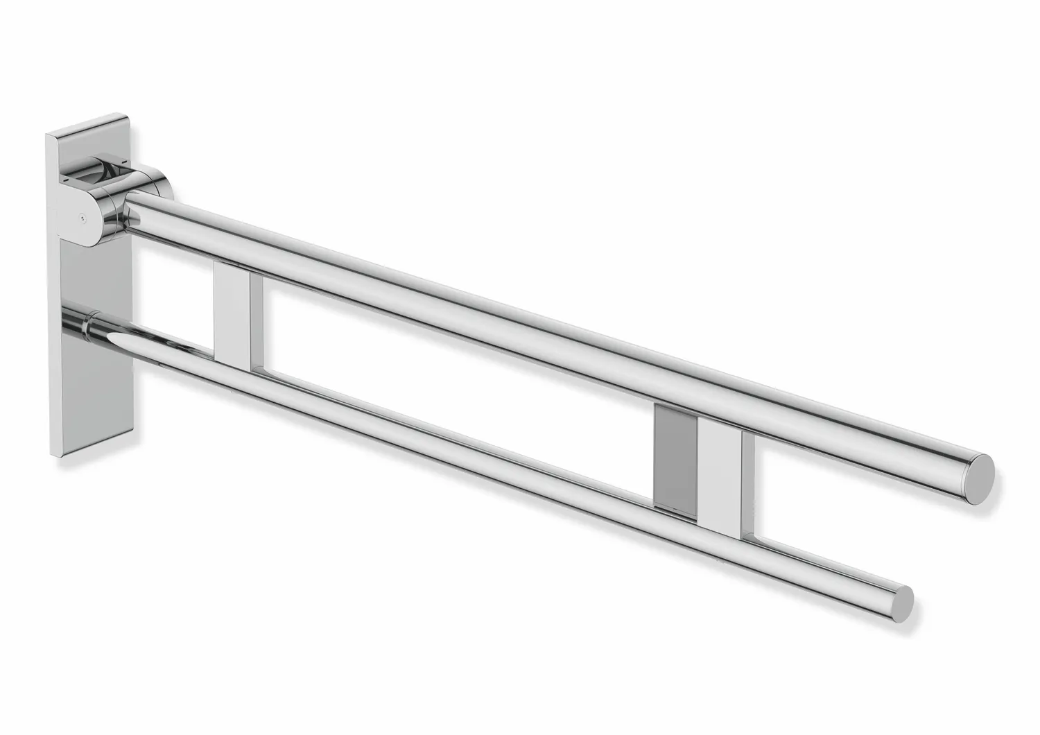 HEWI Stützklappgriff Duo System 900, Edelstahl, verchromt, Ausladung 850 mm