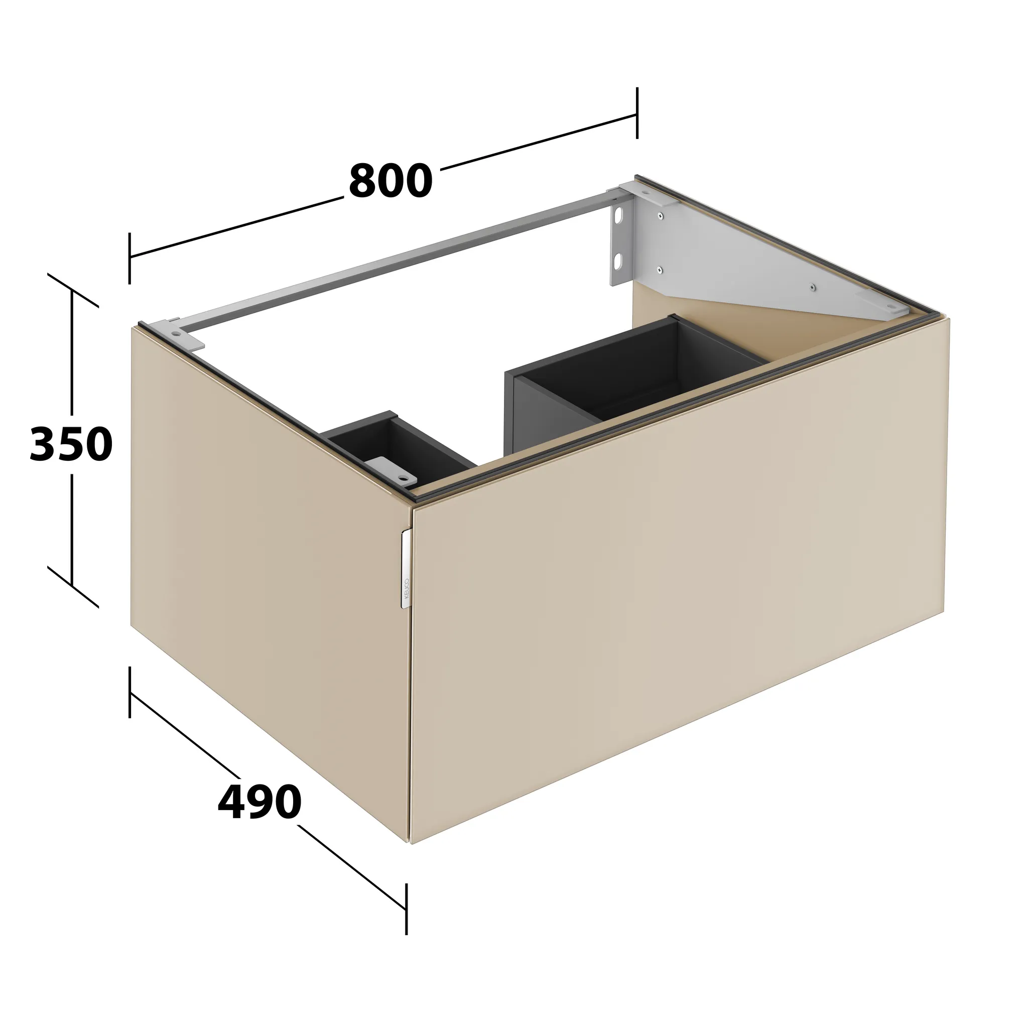 KEUCO Waschtischunterschrank mit Auszug „Edition 11 Art“ Sand (Glas, satiniert), Sand (Glas, satiniert), mit Beleuchtung 800 × 350 × 490 mm