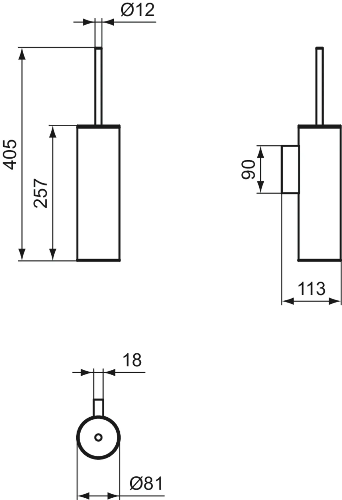 Ideal Standard Toilettenbürstengarnitur „Connect“ 8,1 × 40,5 cm, Befestigung verdeckt