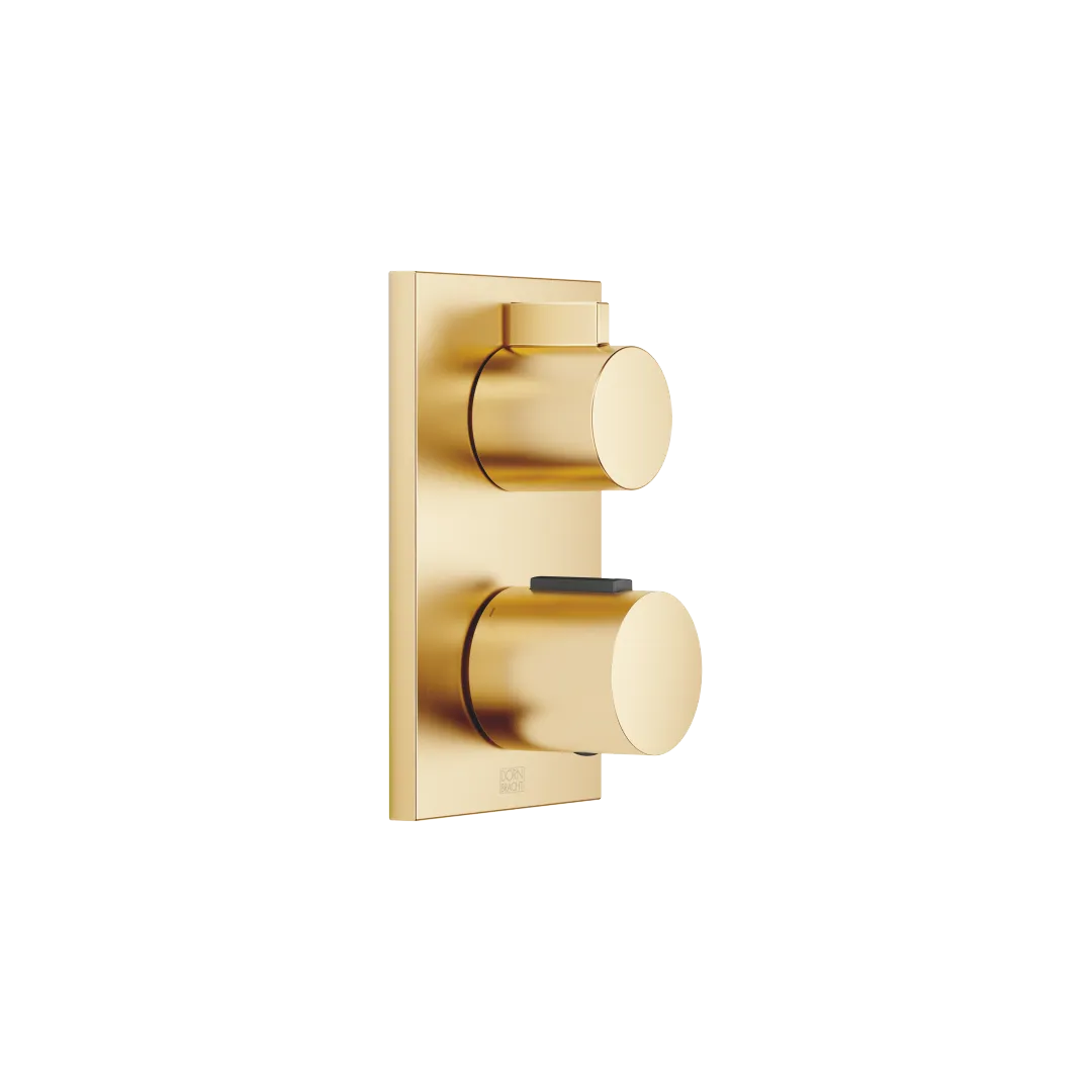 Dornbracht UP-Thermostat SERIENSPEZIFISCH Gold gebürstet PVD, Abdeckplatte 150 x 90 mm, Sicherheitssperre bei 38°C, voreinstellbare Heißwasserbegrenzung