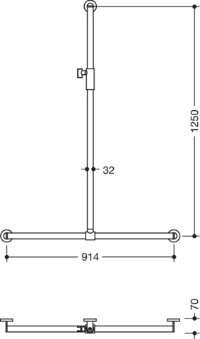 Duschhandlauf mit verschiebbarer Brausehalterstange, Edelstahl, PVD, mit magnetischem Brausehalter, senkrechte Länge 1250 mm, waagerechte Länge 914 mm, D: 32 mm, in Farbe CK (messing glänzend) Duschhandlauf mit verschiebbarer Brausehalterstange, Edelstahl, PVD, mit magnetischem Brausehalter, senkrechte Länge 1250 mm, waagerechte Länge 914 mm, D: 32 mm, in Farbe CK (messing glänzend)