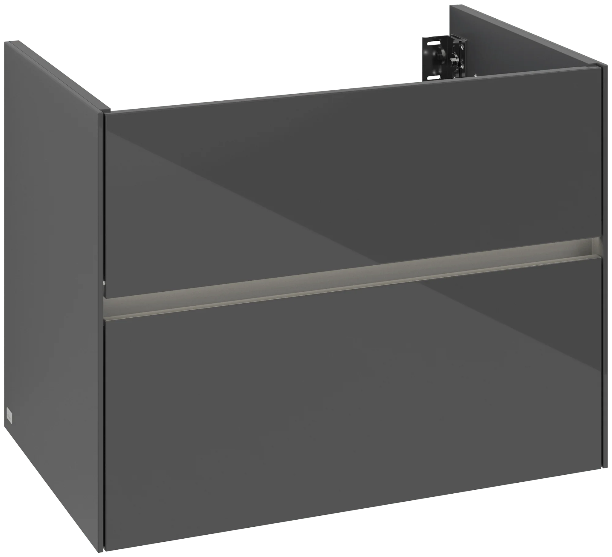 Villeroy & Boch Waschbeckenunterschrank Collaro C138B0, Eckig Glossy Grey, 796x603x498mm, mit Beleuchtung und SoftClosing, 2 Auszüge