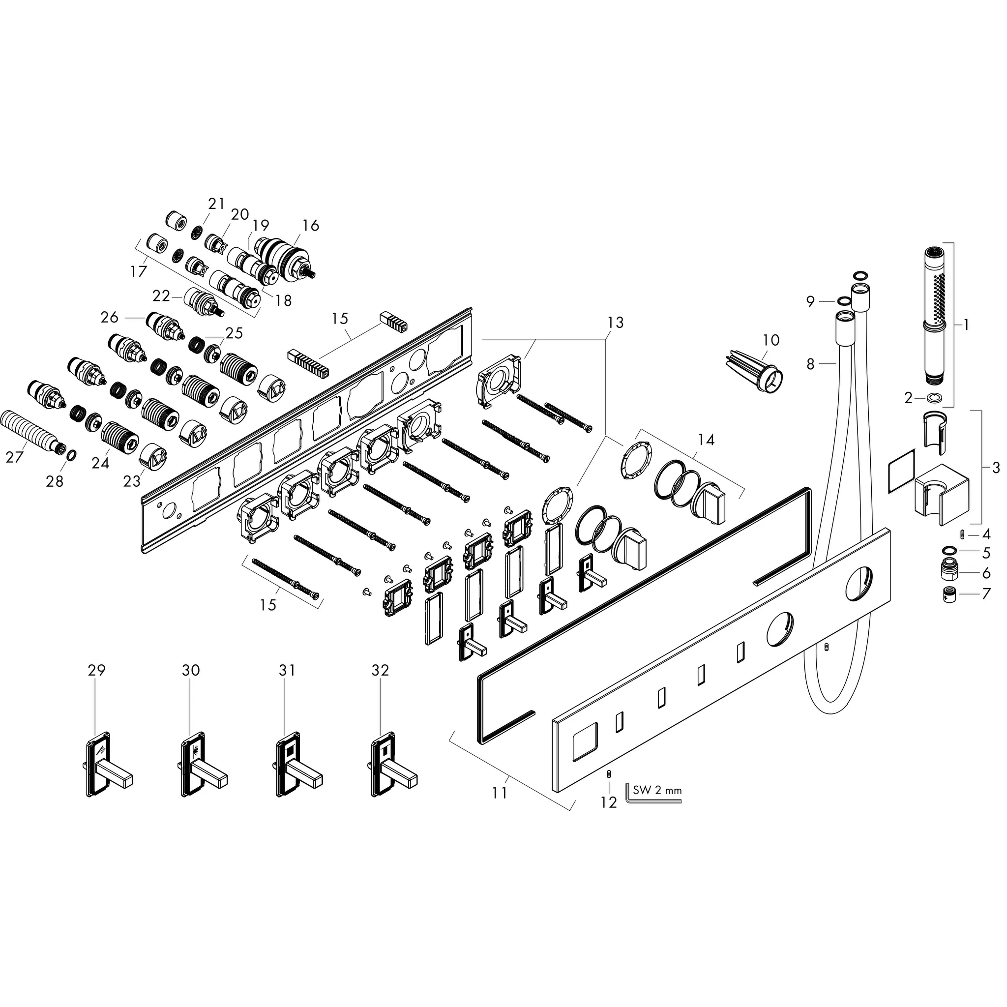 AXOR ShowerComposition Thermostatmodul 610/110 Unterputz für 4 Verbraucher Chrom AXOR ShowerComposition Thermostatmodul 610/110 Unterputz für 4 Verbraucher Chrom