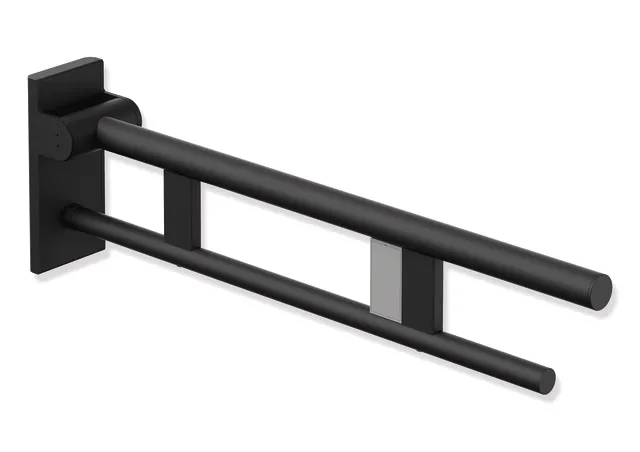 HEWI Mobiler Stützklappgriff Duo, System 900, Edelstahl, 700 mm Ausladung, schwarz tiefmatt