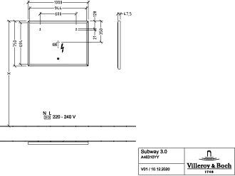 Villeroy & Boch Spiegel „Subway 3.0“ 100 × 75 cm in White Matt