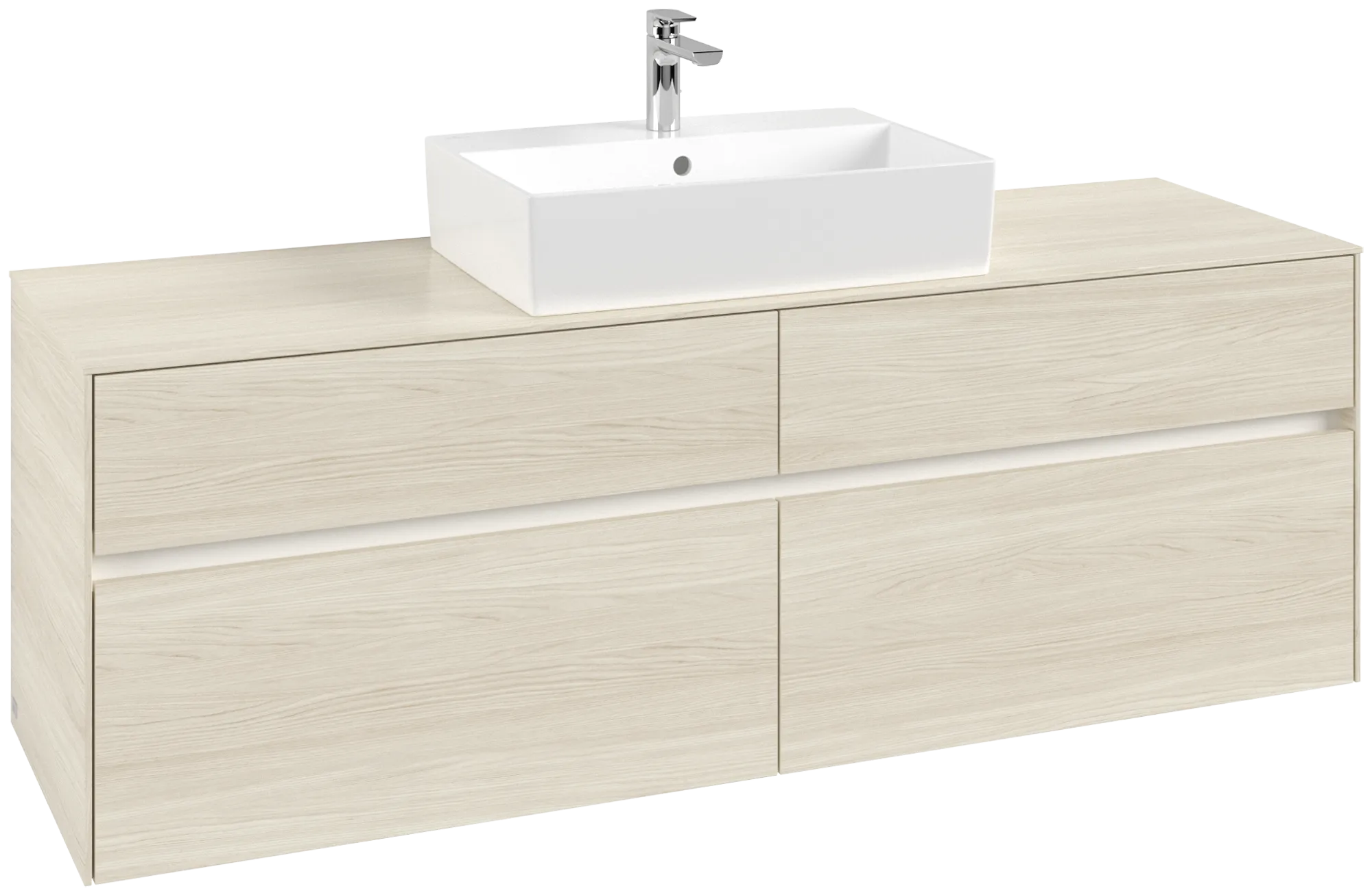 Villeroy & Boch Waschtischunterschrank „Collaro“ 1600 × 548 × 500 mm White Oak, mit Beleuchtung, für Becken mittig