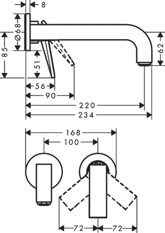 Waschtischmischer UP Axor Citterio F-Set m.Hebelg.lang.Auslauf o.Platte chr Waschtischmischer UP Axor Citterio F-Set m.Hebelg.lang.Auslauf o.Platte chr
