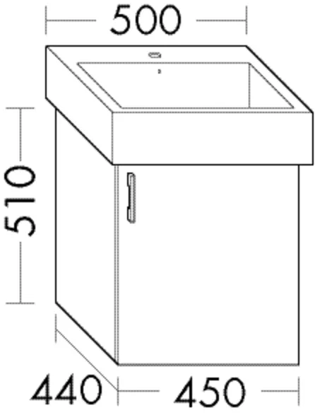 Waschtischunterschrank WTU4560 von burgbad, Serie Sys30, 1 Tür, 450 mm breit, 440 mm tief, 510 mm hoch Waschtischunterschrank WTU4560 von burgbad, Serie Sys30, 1 Tür, 450 mm breit, 440 mm tief, 510 mm hoch