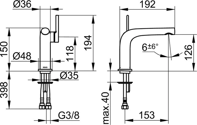 Edition 400 51504030102 Einhebel-Waschtischmischer 120 ohne Zugstangen-Ablaufgarnitur Bronze gebürstet Edition 400 51504030102 Einhebel-Waschtischmischer 120 ohne Zugstangen-Ablaufgarnitur Bronze gebürstet