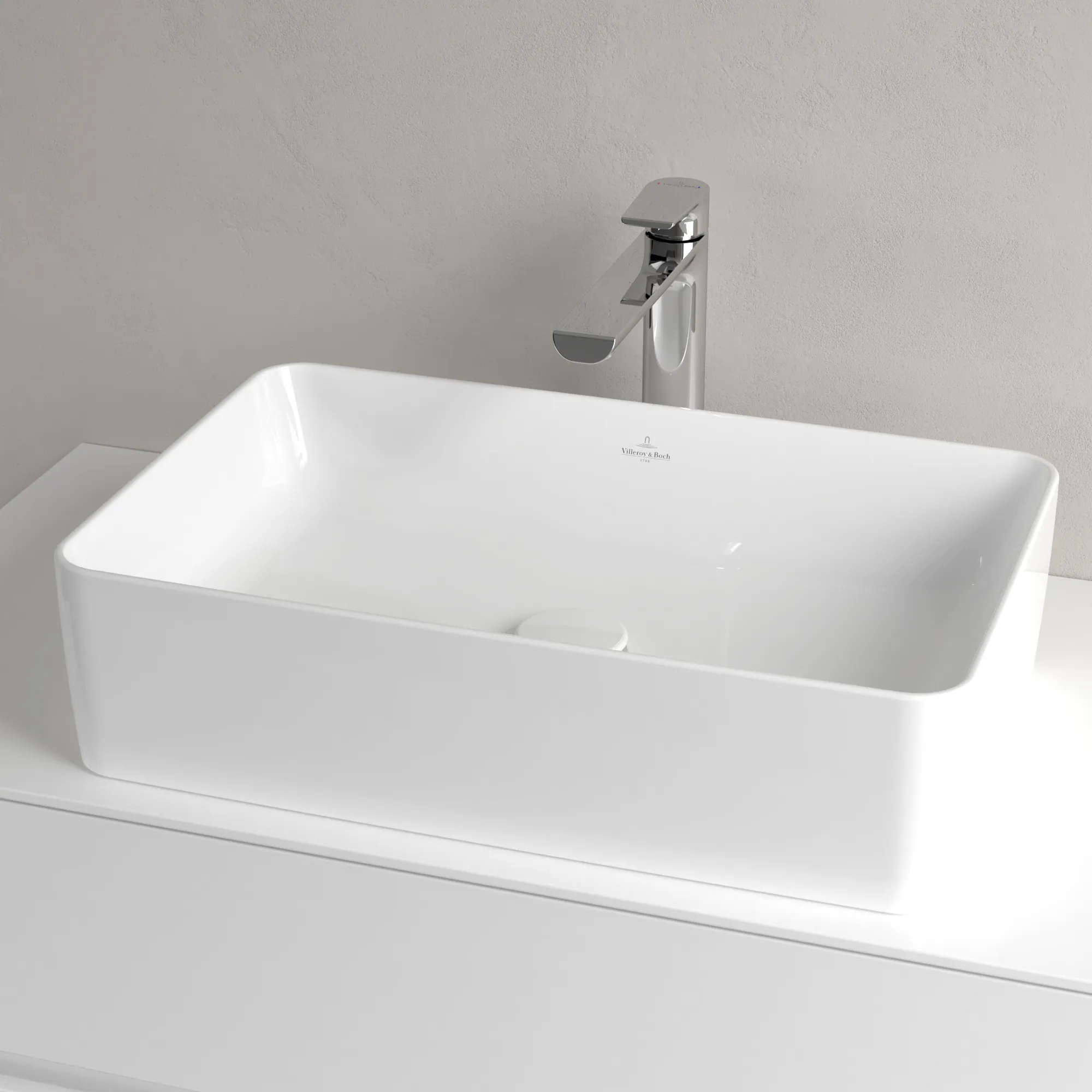 Villeroy & Boch Aufsatzwaschtisch rechteck aus TitanCeram „Collaro“ 560 × 360 × 145 mm, ohne Hahnlochbohrung in Weiß Alpin Villeroy & Boch Aufsatzwaschtisch rechteck aus TitanCeram „Collaro“ 560 × 360 × 145 mm, ohne Hahnlochbohrung in Weiß Alpin