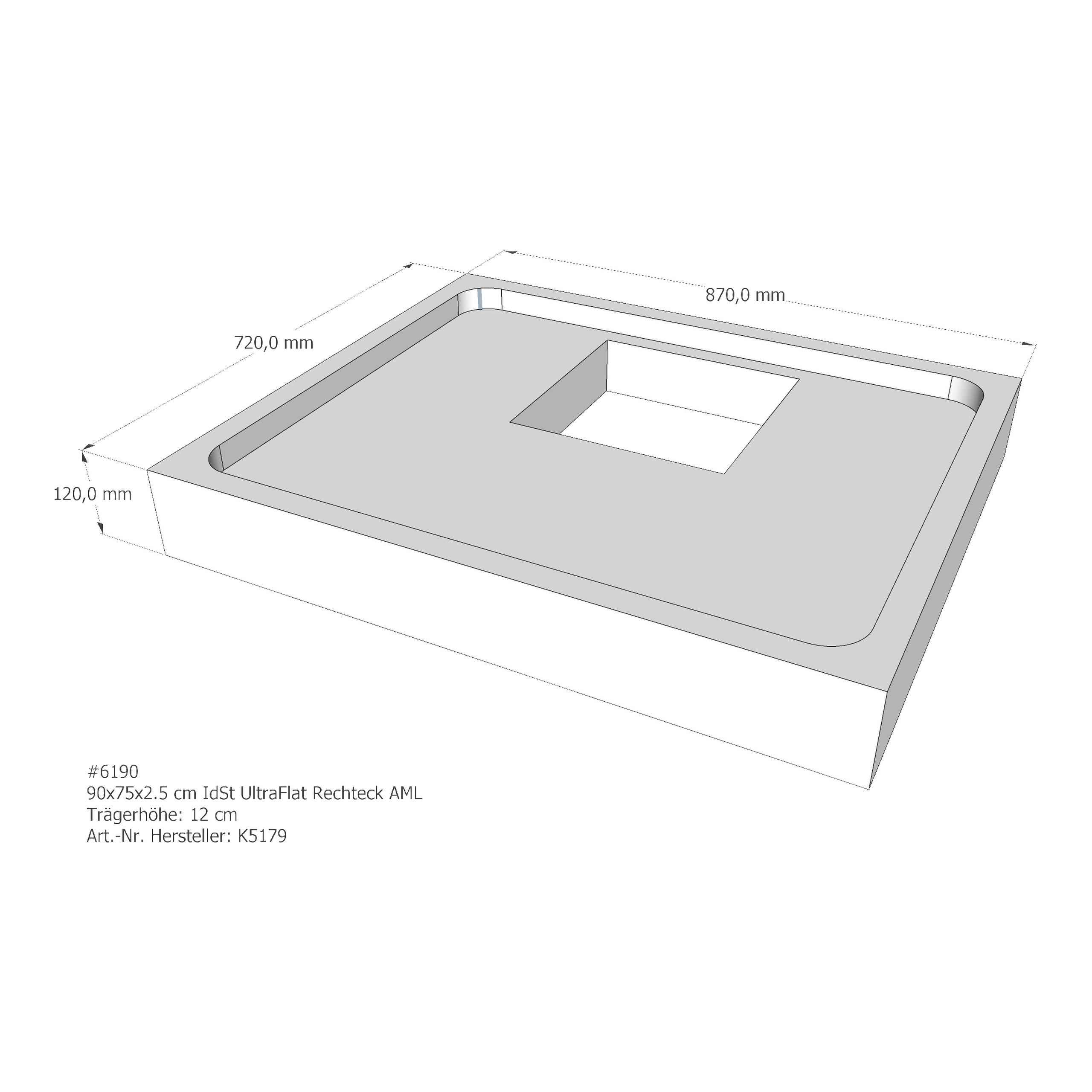 Duschwannenträger für Ideal Standard Ultra Flat 90 × 75 × 2,5 cm