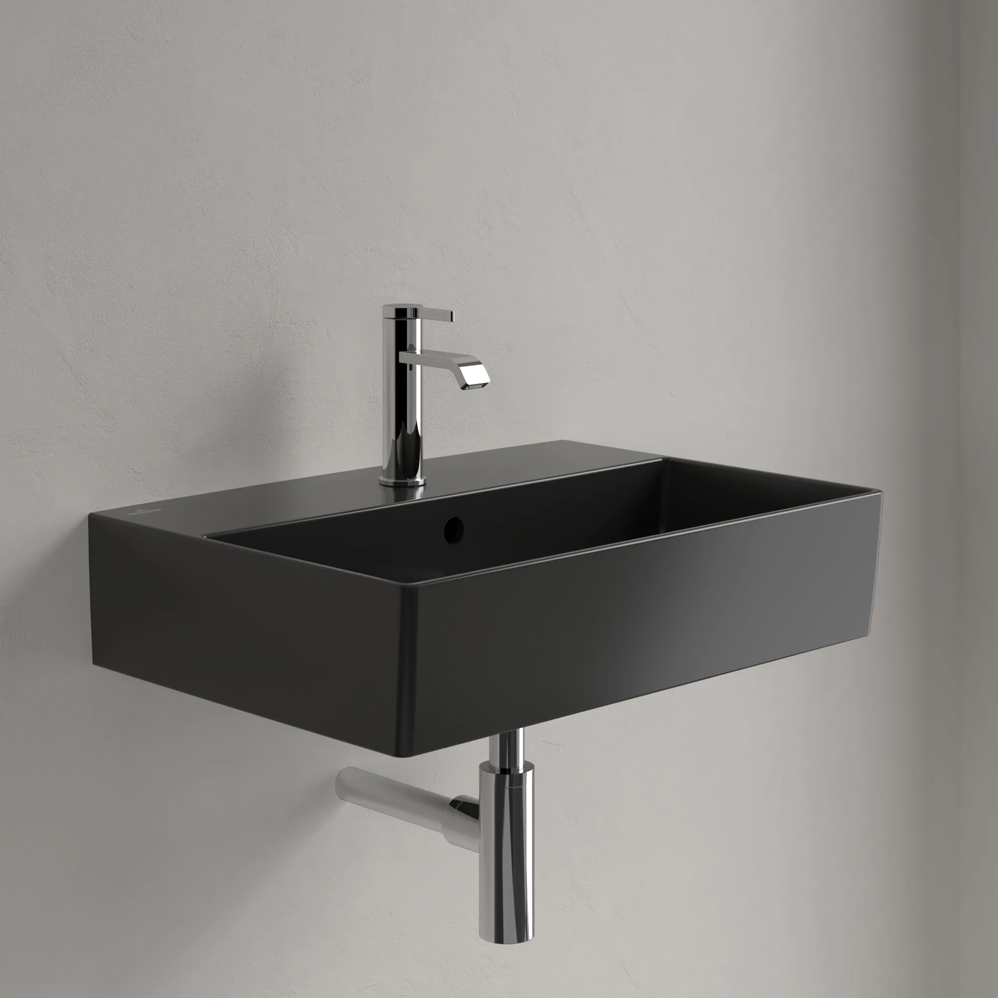 Villeroy & Boch Wandwaschtisch aus TitanCeram „Memento 2.0“ 600 × 420 × 135 mm, mit Hahnlochbohrung, Hahnlochposition mittig in Pure Black Villeroy & Boch Wandwaschtisch aus TitanCeram „Memento 2.0“ 600 × 420 × 135 mm, mit Hahnlochbohrung, Hahnlochposition mittig in Pure Black