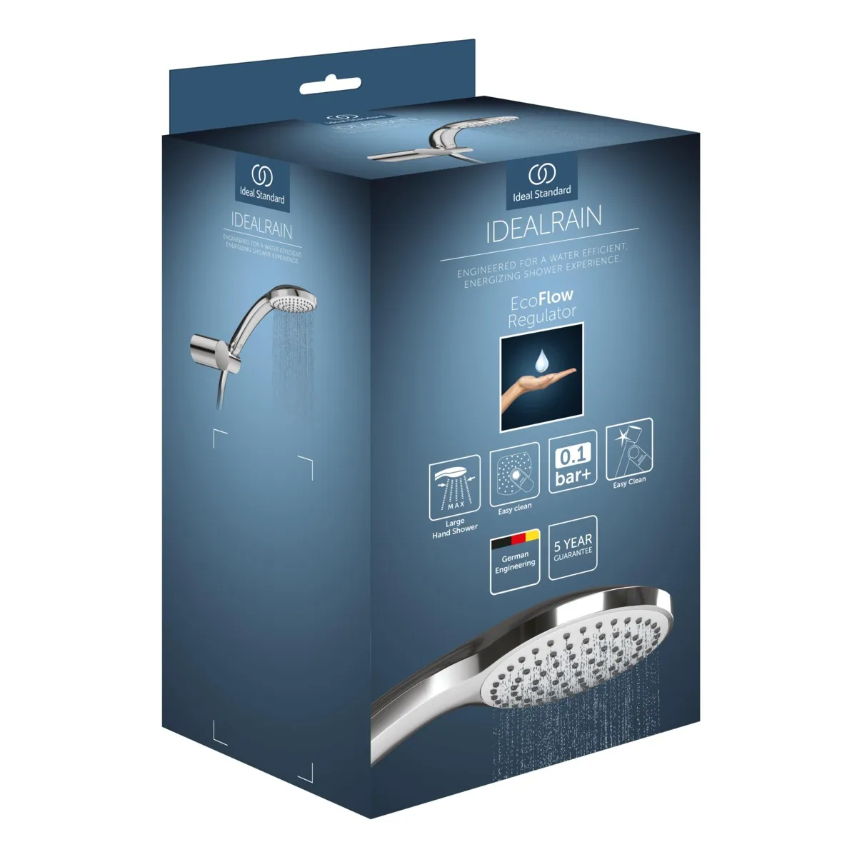 Handbrause-Set Idealrain 1-Funktionshandbrause, Durchmesser:100mm Chrom