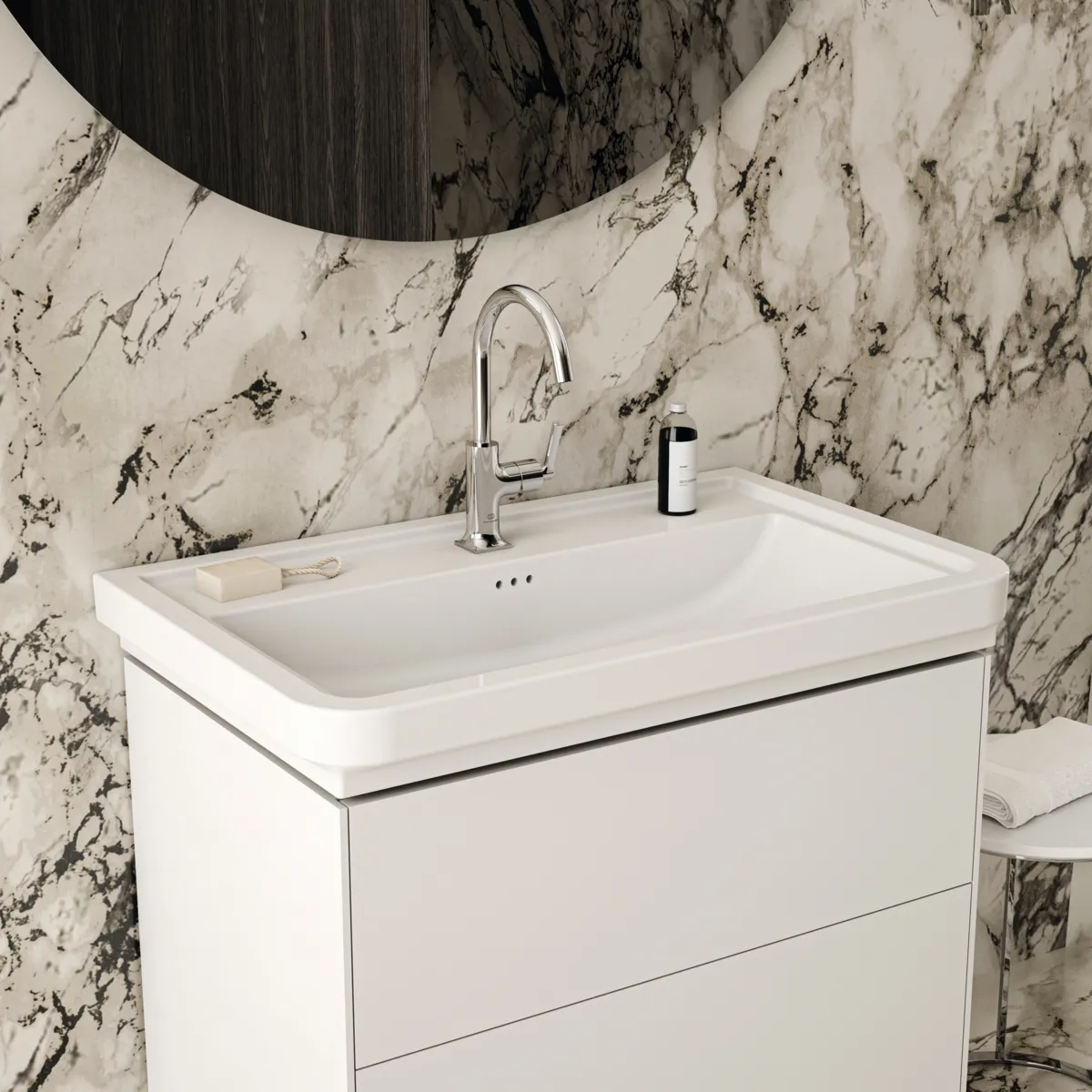 Waschtischarmatur Joy Neo mit Ablaufgarnitur Ausladung 169mm Hebelgriffe Magnetic Grey Waschtischarmatur Joy Neo mit Ablaufgarnitur Ausladung 169mm Hebelgriffe Magnetic Grey