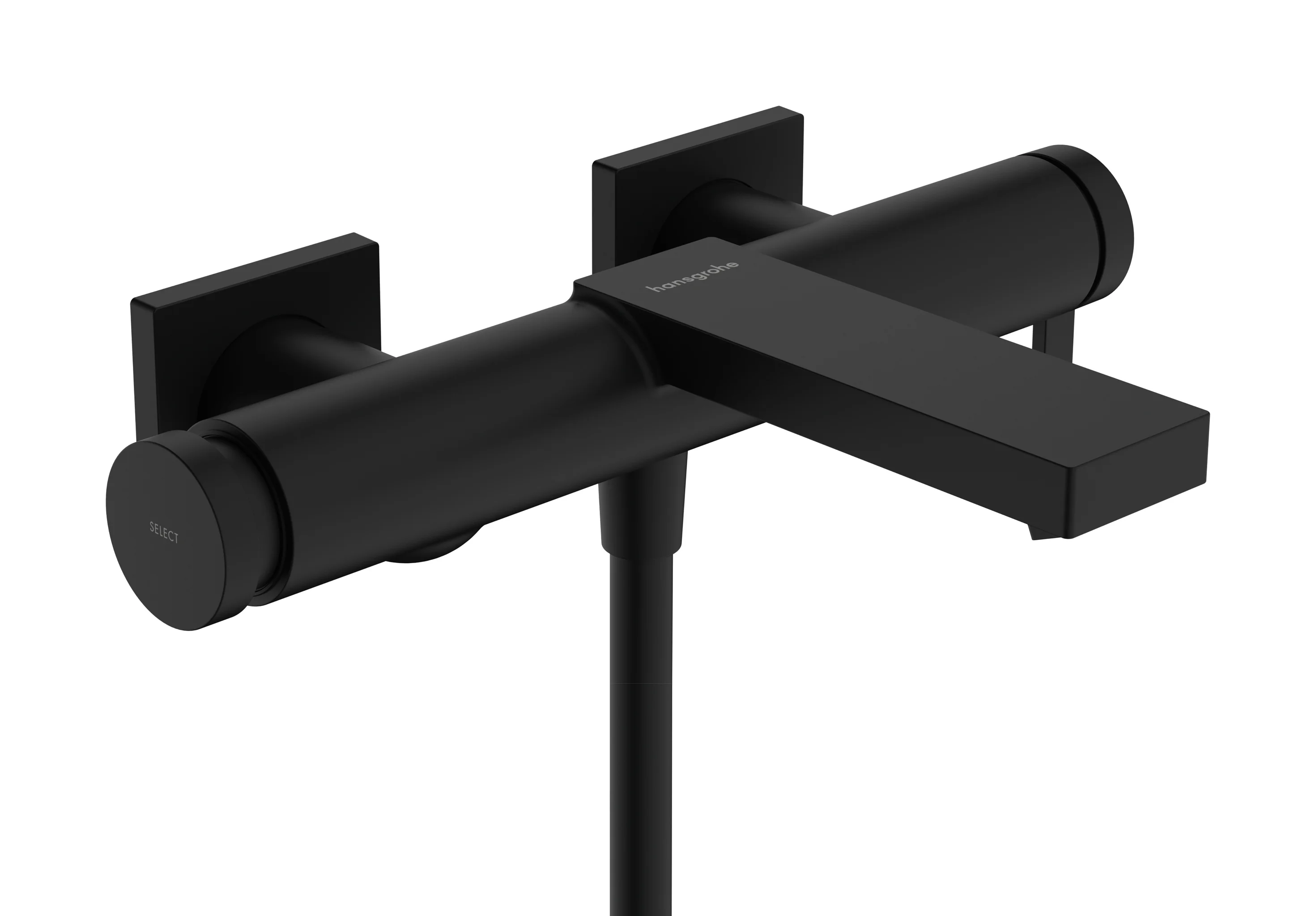 Hansgrohe Tecturis E Einhebel-Wannenmischer Aufputz, Mattschwarz, Ausladung 213 mm, Stichmaß 150 ± 12 mm